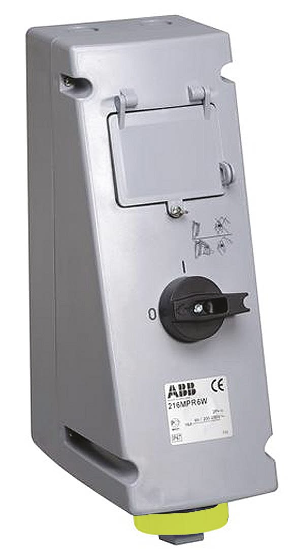 ABB Vertical Switchable IP67 Industrial Interlock Socket 2P+E, 16A, 100 → 130 V