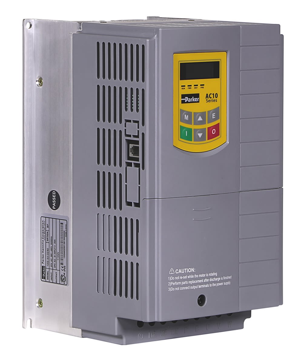 Parker AC10 Inverter Drive, 3-Phase In, 0.5 → 590Hz Out, 15 kW, 400 V ac, 52 A