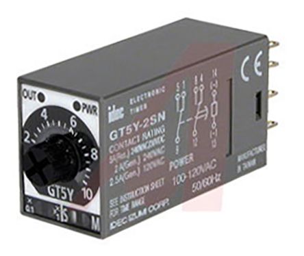 Idec Plug In Single Function Timer Relay, 200 → 240V ac, DPDT, 0.1 s → 3 s, 0.5 s → 30 s, 3 s