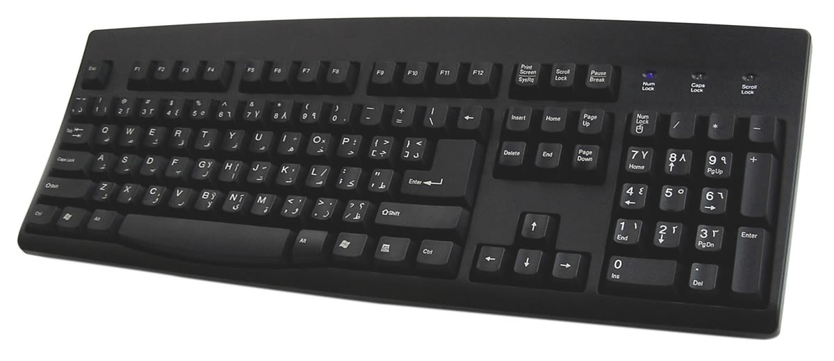 Ceratech Wired PS/2, USB Keyboard, QWERTY (Arabic), Black