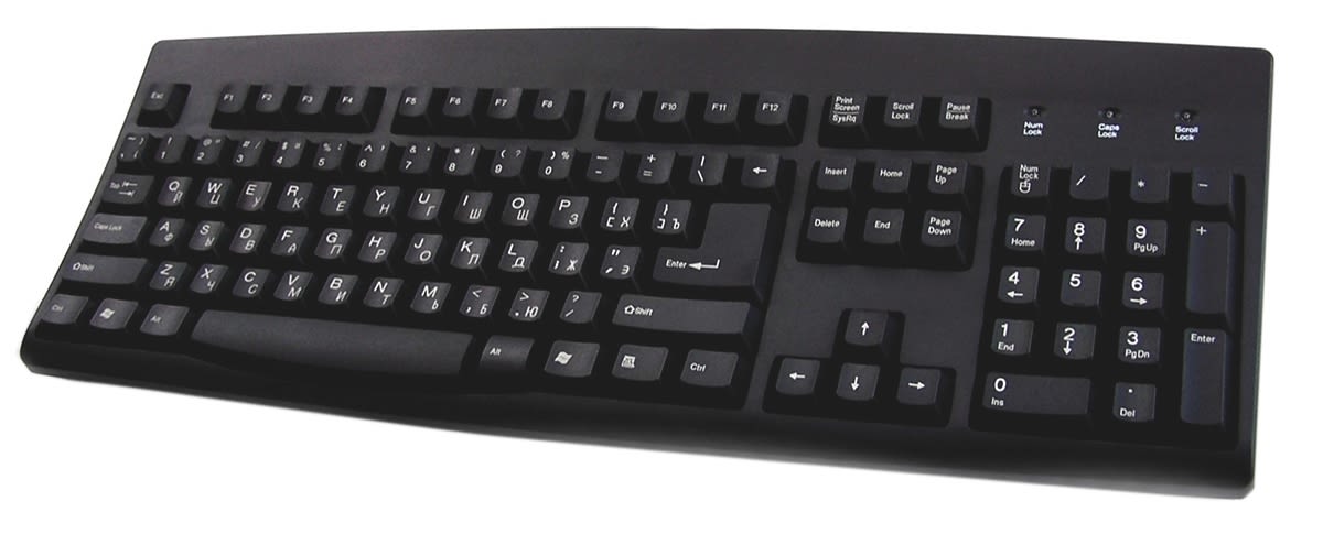 Ceratech Wired PS/2, USB Keyboard, QWERTY (Cyrillic), Black