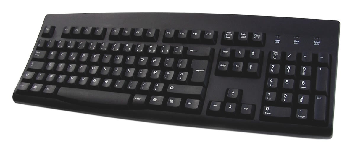 Ceratech Wired PS/2, USB Keyboard, AZERTY, Black