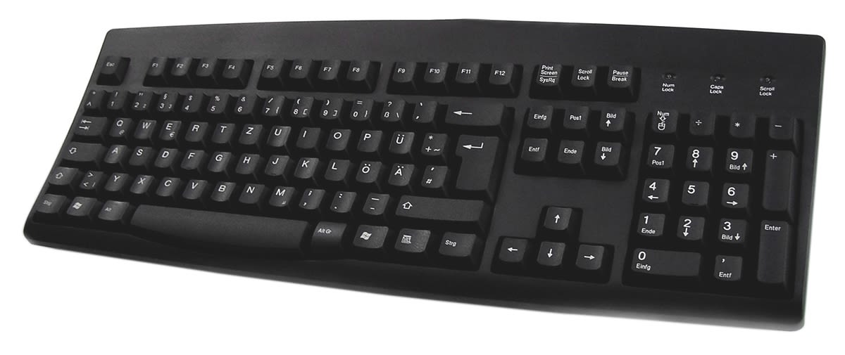 Ceratech Wired PS/2, USB Keyboard, QWERTZ, Black
