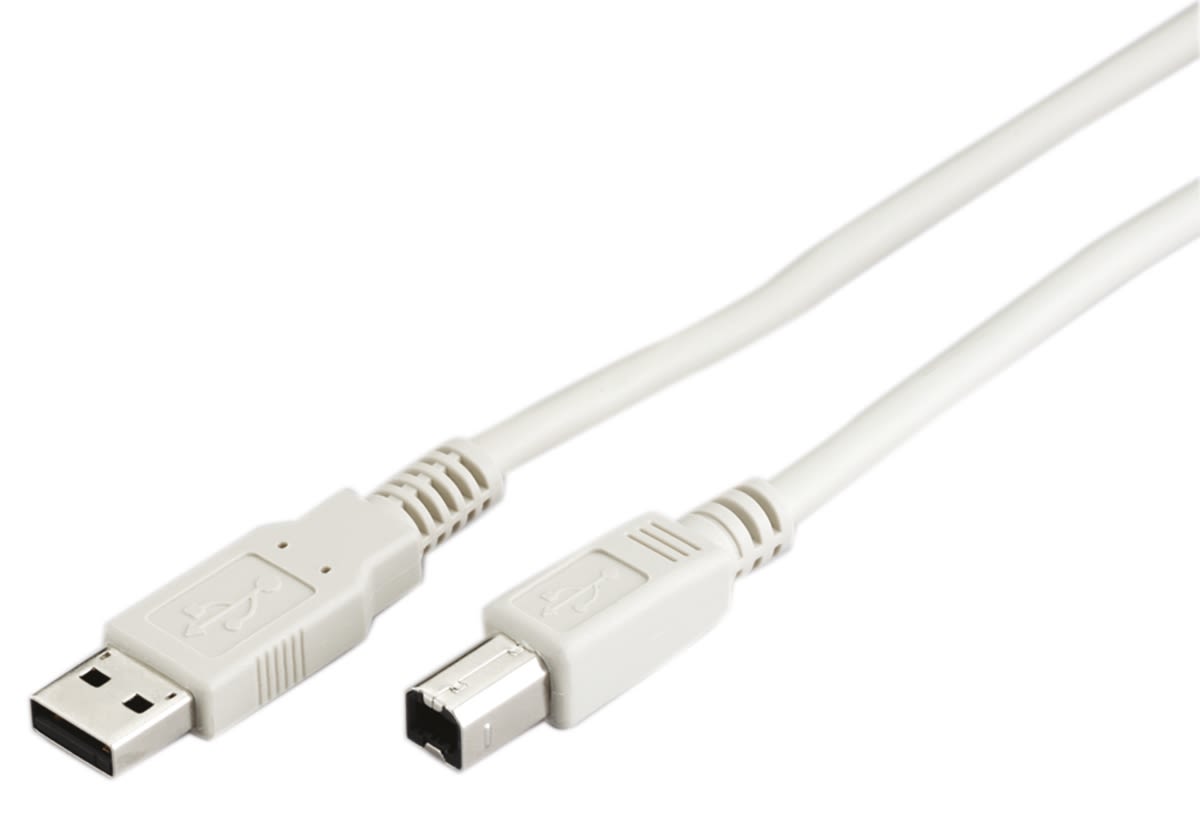 Kabel USB Złącze A Wtyk USB A Złącze B Wtyk USB B dł. 1m USB 2.0 kolor: Biały
