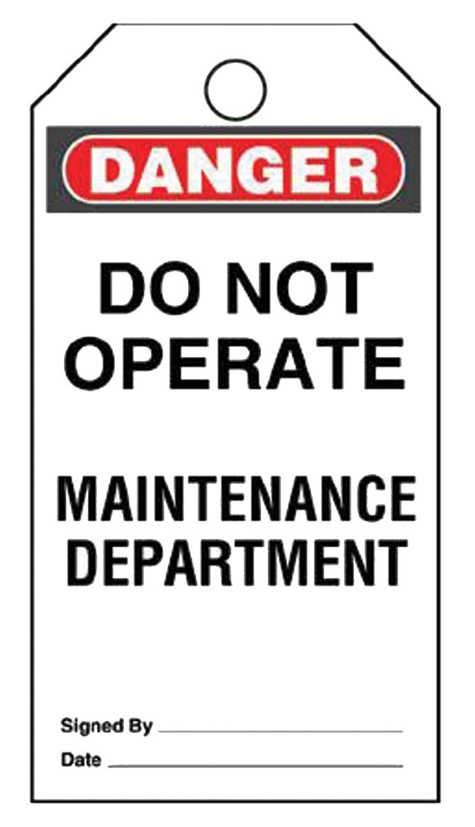 5 x 'Do Not Operate Maintenance Department' Lockout Tag