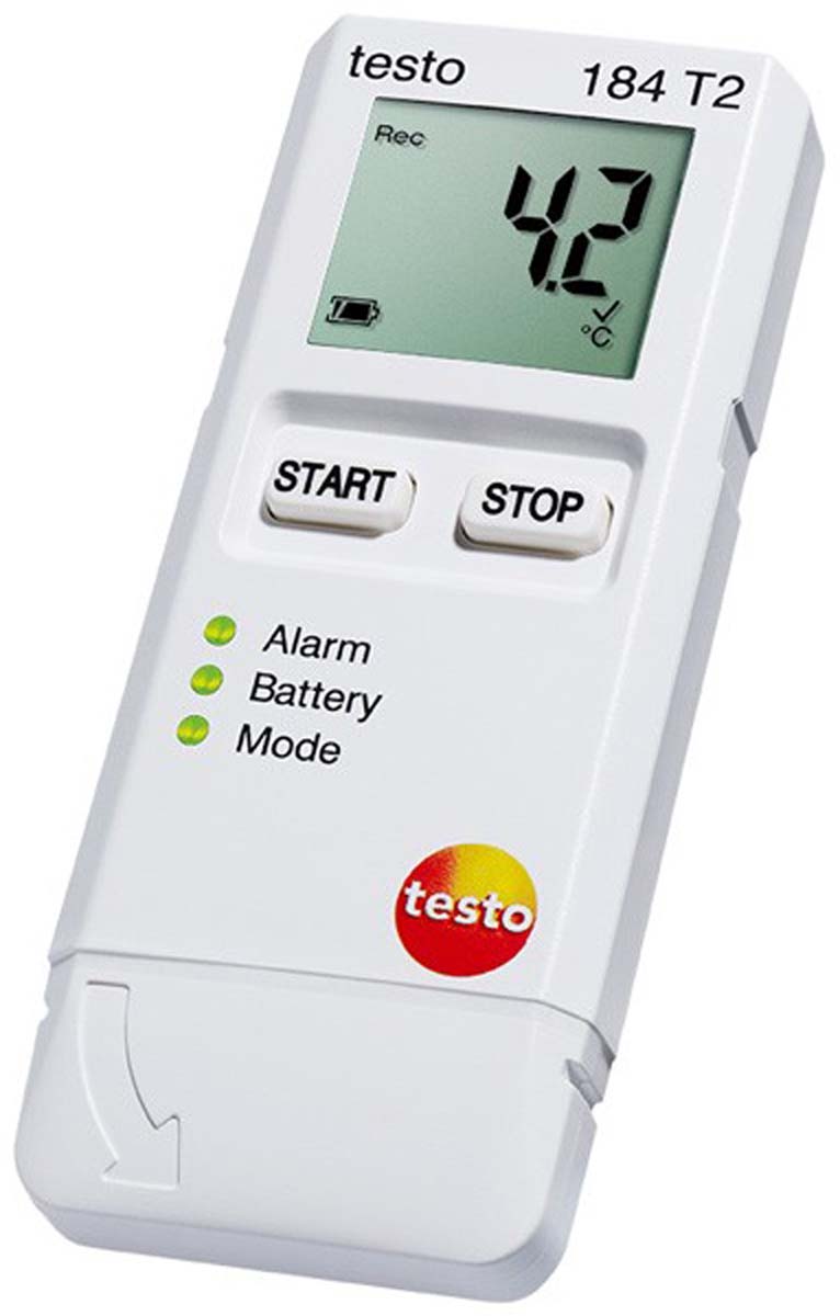 Testo 184 T2 Temperature Data Logger, 1 Input Channel(s), Battery-Powered