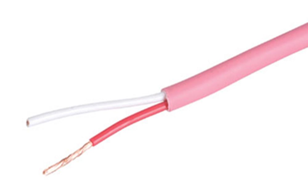 Cable Power 2 Core Speaker Cable, 1.5 mm² CSA, 6.6mm od, 50m, Pink