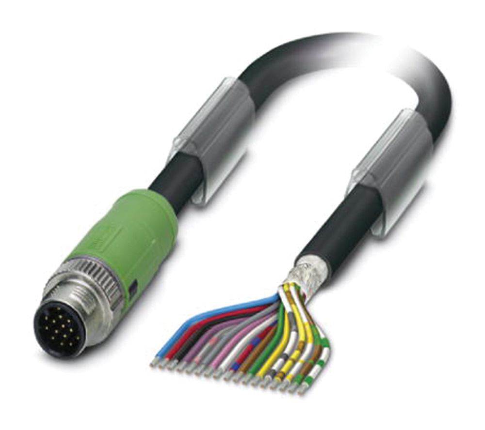 1430226 | Phoenix Contact SAC-17P Male M12 to Sensor Actuator Cable, 17 ...