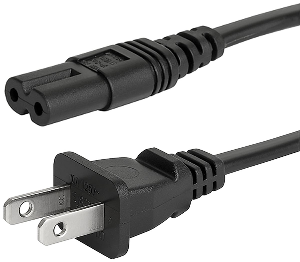 Schurter IEC C7 Socket to NEMA 1-15 Plug Plug Power Cord, 2m