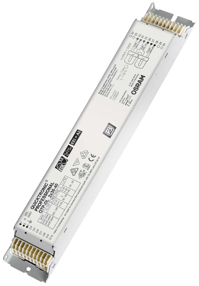 Osram 2 x 36 → 40 W Electronic Compact Fluorescent Lighting Ballast, 220 → 240 V