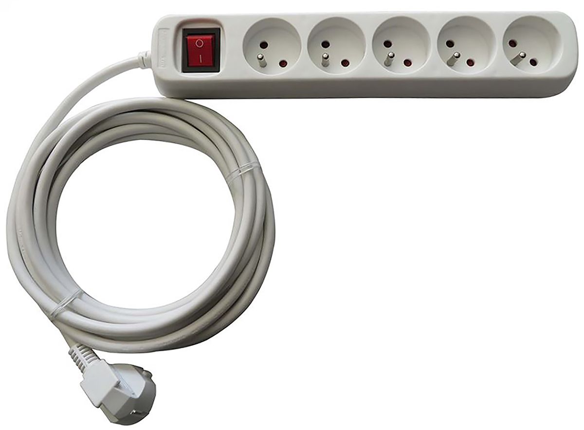 FKX5N-4M | Type E - French 5 Gang Extension socket, 4m Cable, 230 V ac | RS