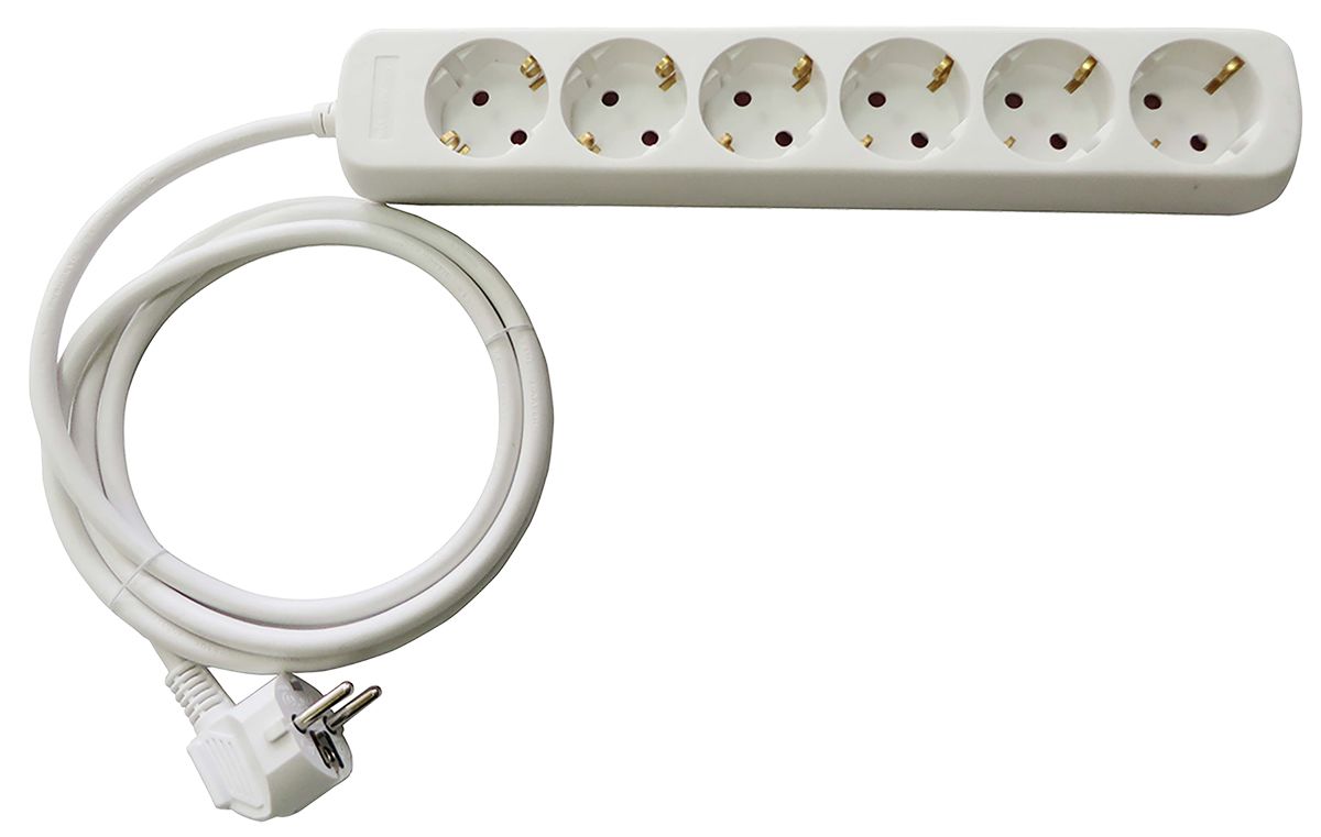 HX-6N-2M | Type F - German Schuko 6 Gang Extension socket, 2m Cable ...