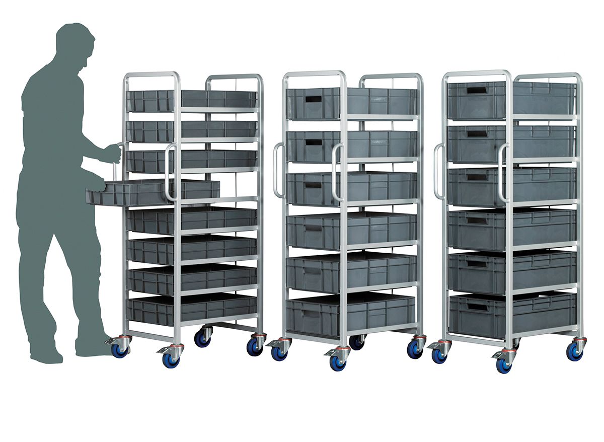 RS PRO 6 Shelf Steel Drawer Trolley, 600 x 400 x 200mm, 250kg Load