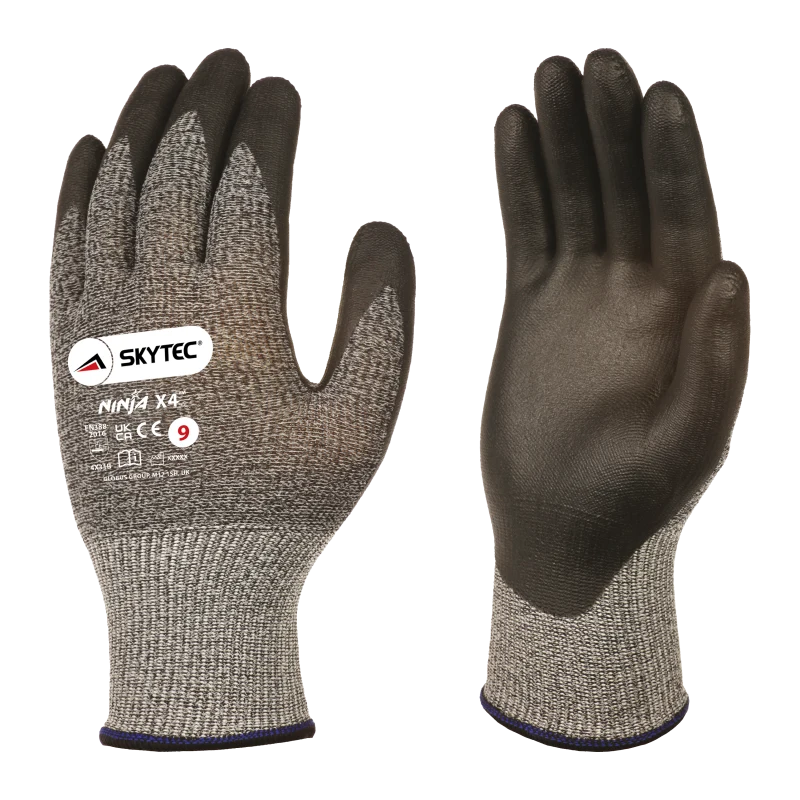 Skytec Black Cut Resistant Work Gloves, Size 9, Large, Glass Fibre, Nylon Lining, Nitrile Coating