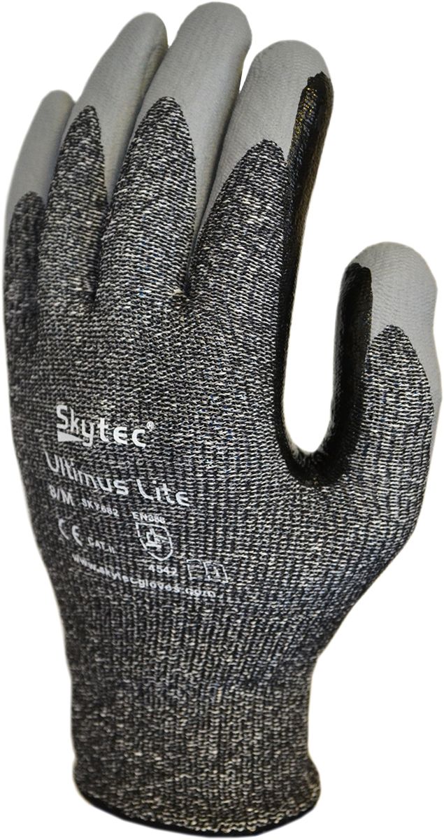 Skytec Grey Cut Resistant Work Gloves, Size 9, Large, Glass Fibre, HPPE Lining, Nitrile Coating