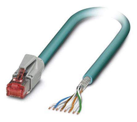 Phoenix Contact Cat6a Ethernet Cable Straight, RJ45 to Unterminated, Blue Polyurethane Sheath, 5m