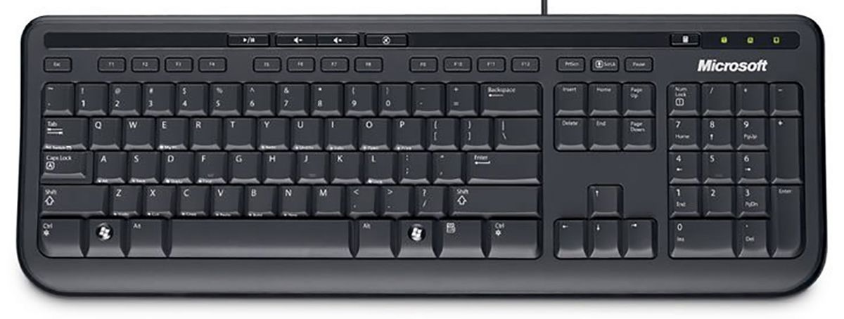 Microsoft Wired USB Compact Keyboard, QWERTY (UK), Black