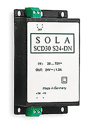 SolaHD SCD DC-DC Converter, 48V dc/ 600mA Output, 20 → 72 V dc Input, 30W, Chassis Mount, DIN Rail Mount