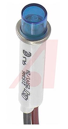 Blue Neon Indicator Lamp, Wire Terminal, 208 → 250 V ac