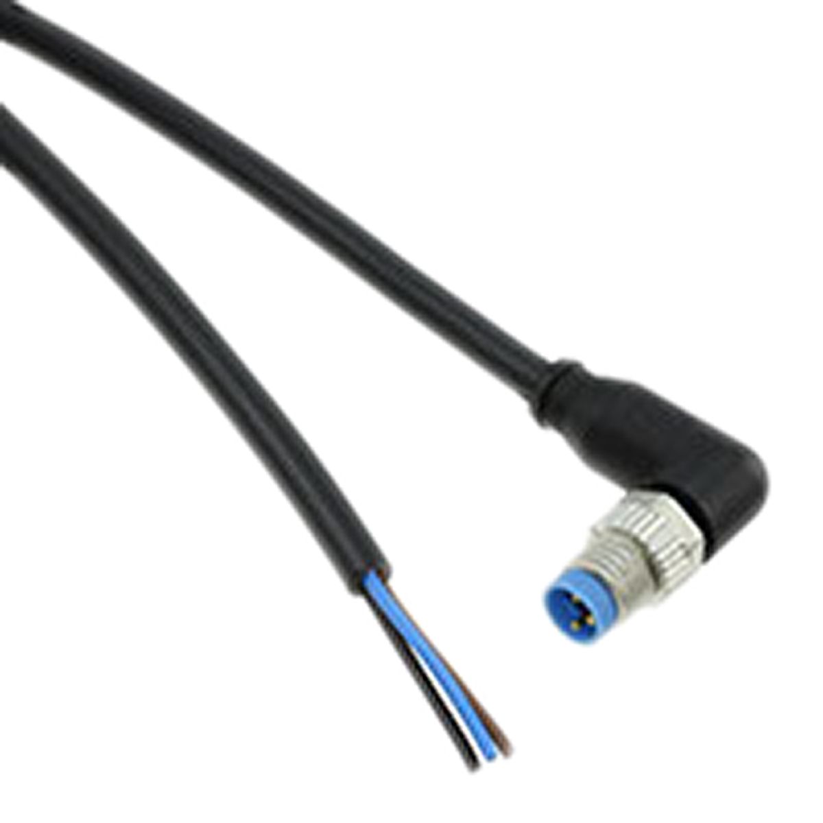 TE Connectivity Right Angle Male M8 to Unterminated Sensor Actuator Cable, 3 Core, PUR, 1.5m