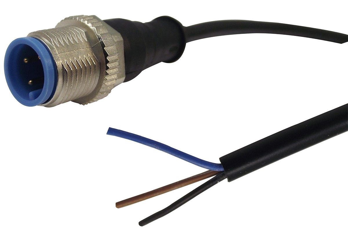 TE Connectivity Straight Male M8 to Unterminated Sensor Actuator Cable, 3 Core, PUR, 1.5m