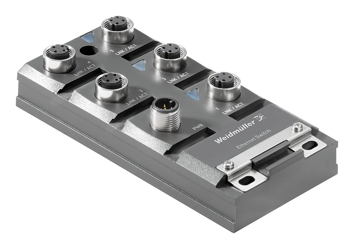 1504410000 Weidmuller Wall Mount Switch, 5 RJ45 port RS