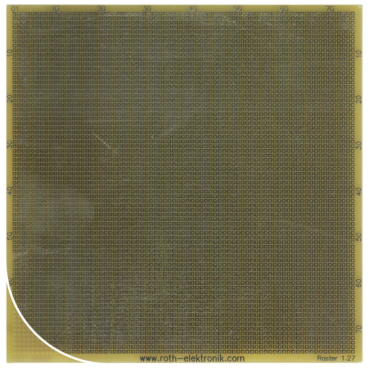 Roth Elektronik Single Sided Matrix Board FR4 With 75 x 75 0.45mm Holes, 1.27 x 1.27mm Pitch, 99.69 x 99.06 x 1.5mm