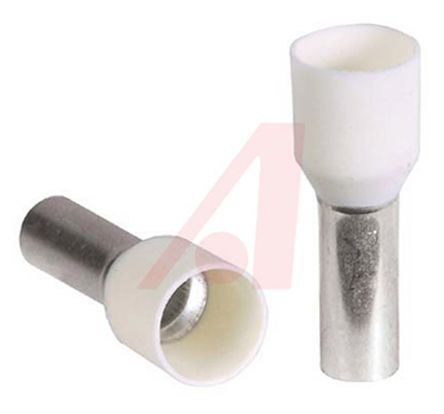 Altech Insulated Crimp Bootlace Ferrule, 12mm Pin Length, 4.9mm Pin Diameter, 10mm² Wire Size, White