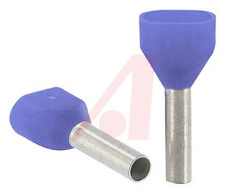 Altech Insulated Crimp Bootlace Ferrule, 12mm Pin Length, 3.3mm Pin Diameter, 2 x 2.5mm² Wire Size, Blue