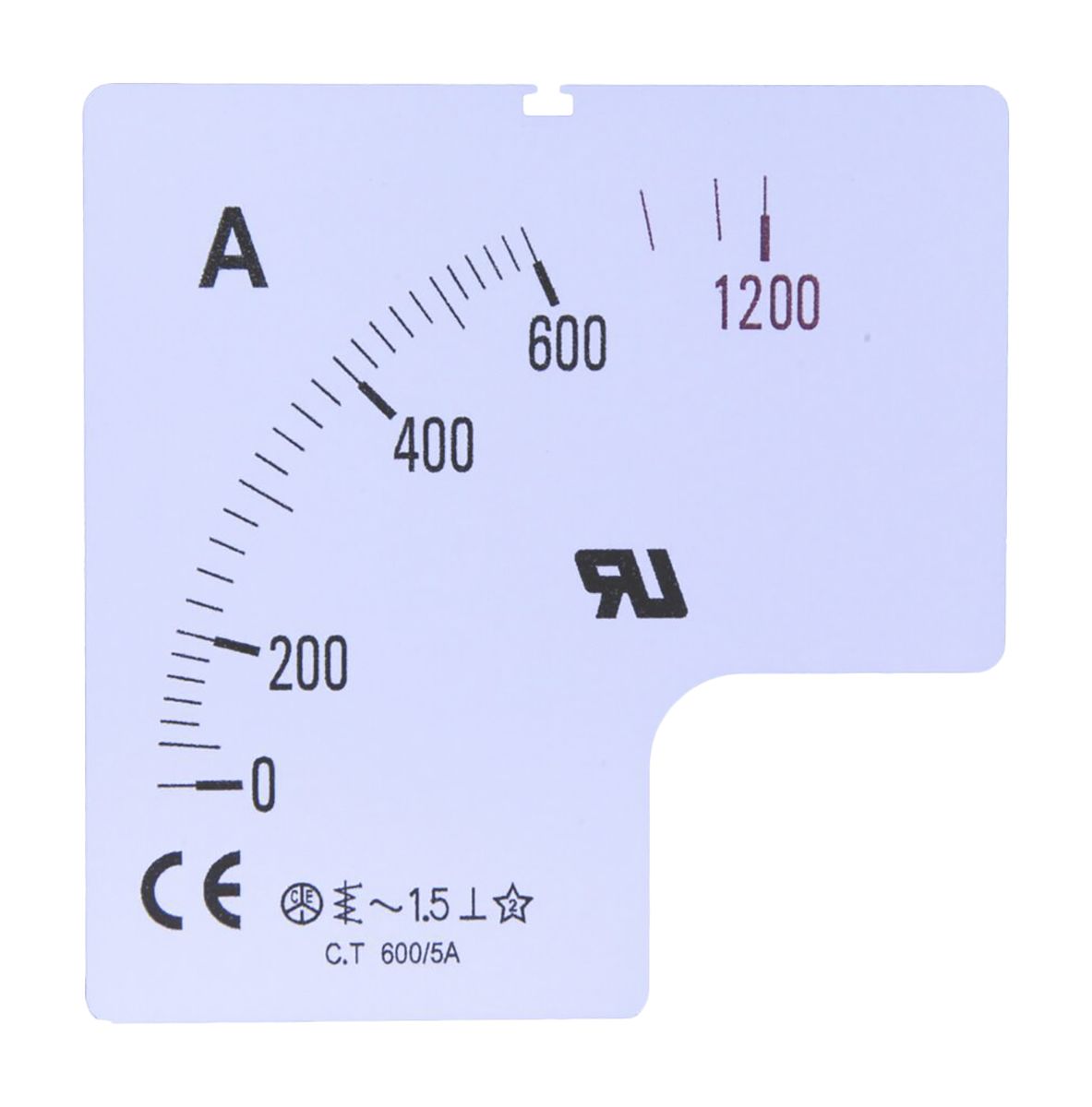 Měřicí stupnice, Měřicí stupnice 1000 A, pro použití s: Analogový panelový ampérmetr 72 x 72