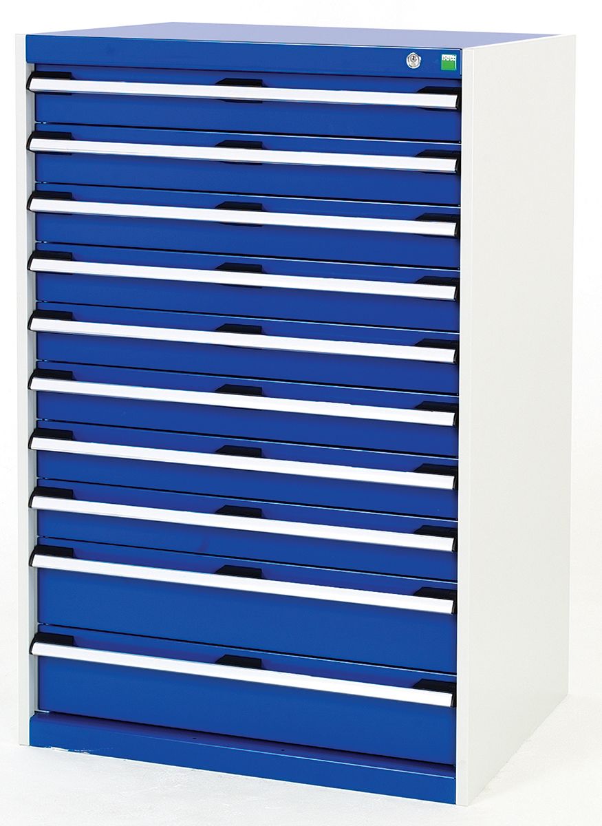 Bott 10 Drawer Storage Unit, 1200mm x 800mm x 650mm, Blue, Grey