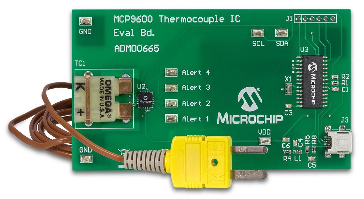Microchip Temperature Sensor Evaluation Board for MCP9600