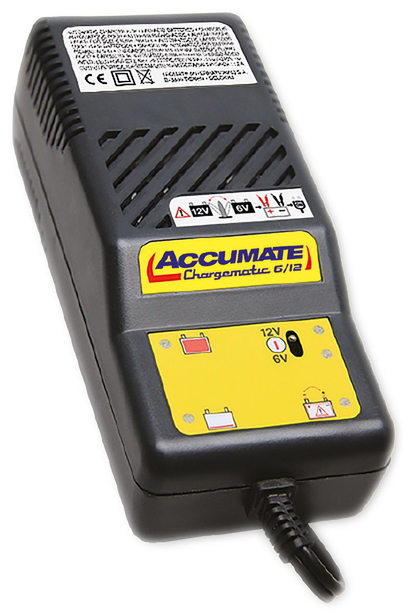 TecMate AccuMate SAE Akkuladegerät für 1 Bleisäure Akkus, 12V/1.2A mit UK-Stecker
