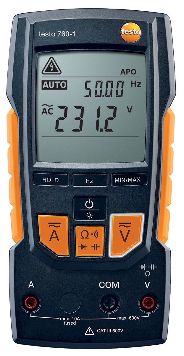 Testo 760-1 Handheld Digital Multimeter, 10A ac Max, 10A dc Max, 600V ac Max