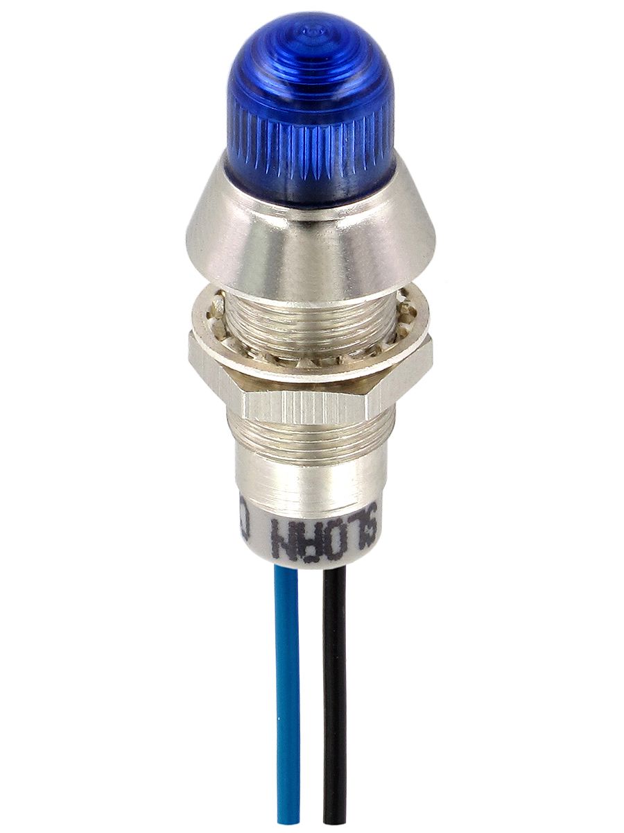 Sloan Blue Panel Mount Indicator, 5 → 28V dc, 8.2mm Mounting Hole Size, Lead Wires Termination, IP68