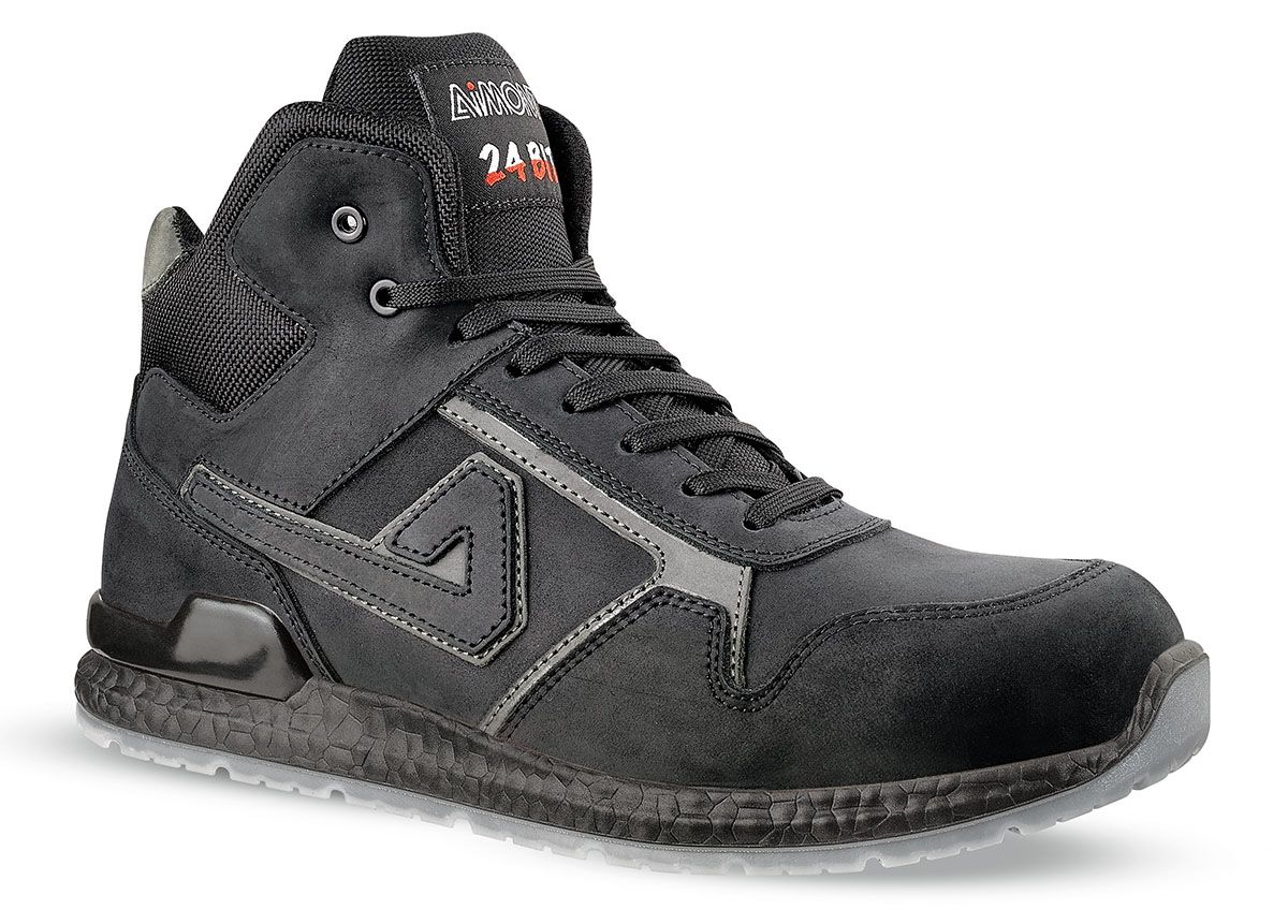 AIMONT 24 BIT Black Aluminium Toe Capped Unisex Ankle Safety Boots, UK 4, EU 37