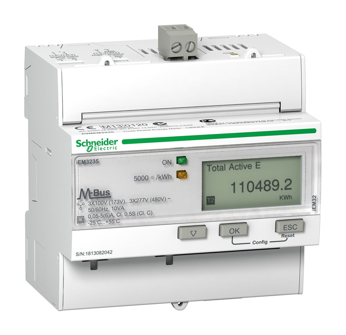 Schneider Electric Acti 9 iEM3000 Energiemessgerät LCD, 8-stellig / 3-phasig 0 → 99999999 MWh