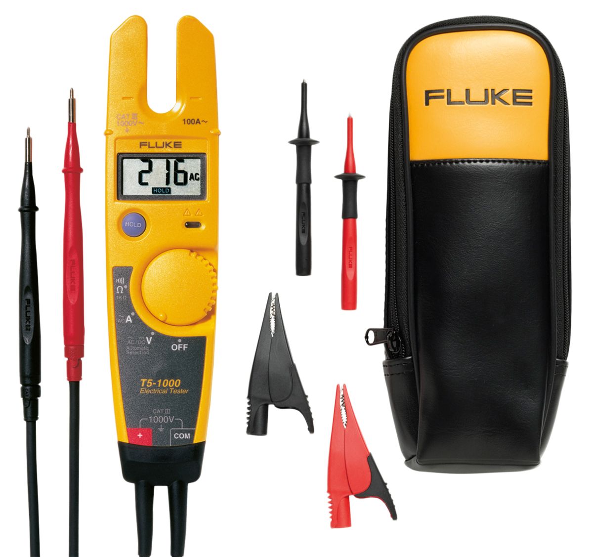 T51000 KIT/UK Fluke T5 Handheld LCD Digital Multimeter, 100A ac Max