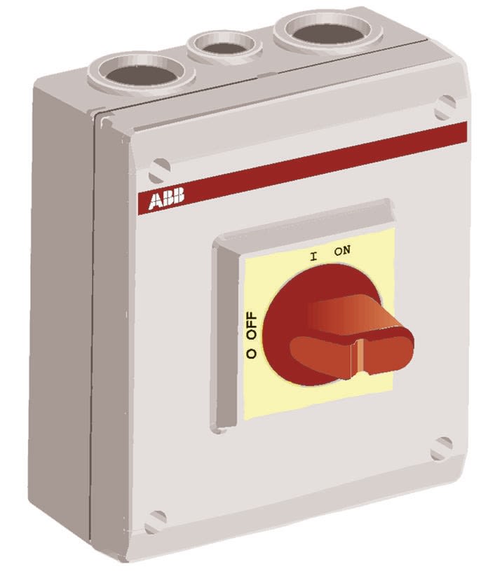 ABB 3P Pole Isolator Switch - 23A Maximum Current, 15kW Power Rating, IP65