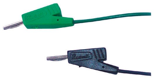 Radiall 2 mm Connector Test Lead, 5A, 250V ac, Green, 100mm Lead Length