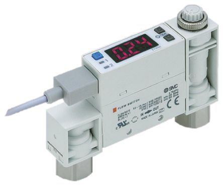 SMC PFM Series Integrated Display Flow Switch for Dry Air, Gas, 0.2 L/min Min, 10 L/min Max