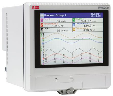 ABB RVG200, 6 Input Channels, 1 Output Channels, Paperless Chart Recorder Measures Current, Millivolt, Resistance,