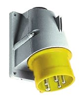 ABB, CMA IP44 Yellow Panel Mount 2P+E Right Angle Industrial Power Plug, Rated At 32A, 110 V