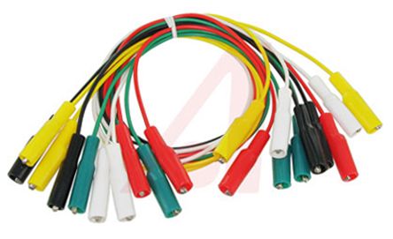 Mueller Electric, Prøveledninger, Sort, grøn, rød, hvid, gul, 300V, 5A, 460mm