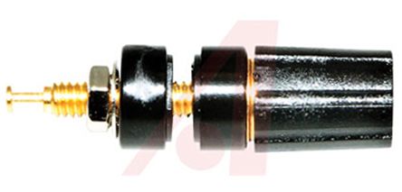 Mueller Electric 15A, Black Binding Post With Brass Contacts and Gold Plated - 9.53mm Hole Diameter