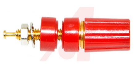 Mueller Electric 15A, Red Binding Post With Brass Contacts and Gold Plated - 9.53mm Hole Diameter
