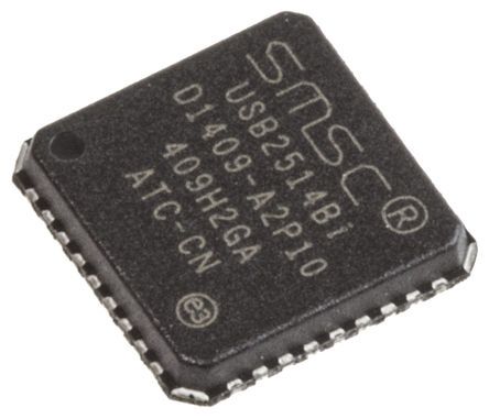 Microchip USB2514BI-AEZG, USB Controller, 480Mbps, USB 2.0, 3.3 V, 36-Pin QFN