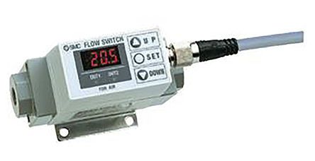 SMC, 100 L/min Flow Controller, PNP Output, 12 → 24 V dc, LED, 3/8 Pipe Diameter, M12 Connector Connection