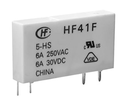 Hongfa Europe GMBH PCB Mount Power Relay, 60V dc Coil, 6A Switching Current, SPDT