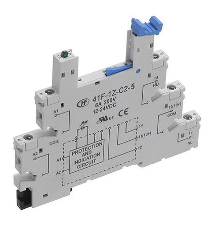 Hongfa Europe GMBH Relay Socket for use with HF41F Series Relays 5 Pin, DIN Rail, 250V ac